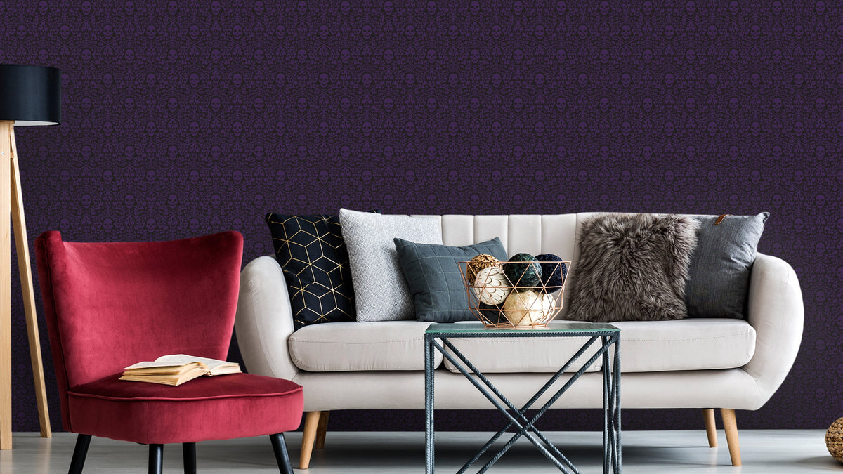 WALLPAPER HAPPY SCULLS - PURPLE