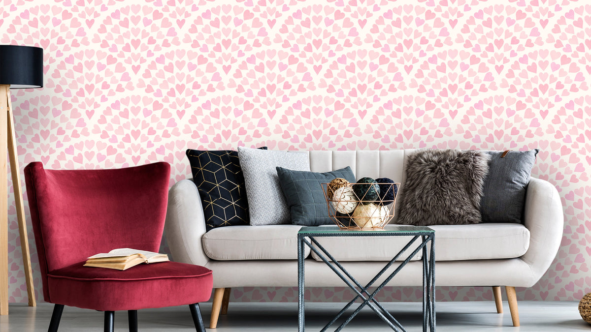 WALLPAPER SCALLOP HEARTS - PINK