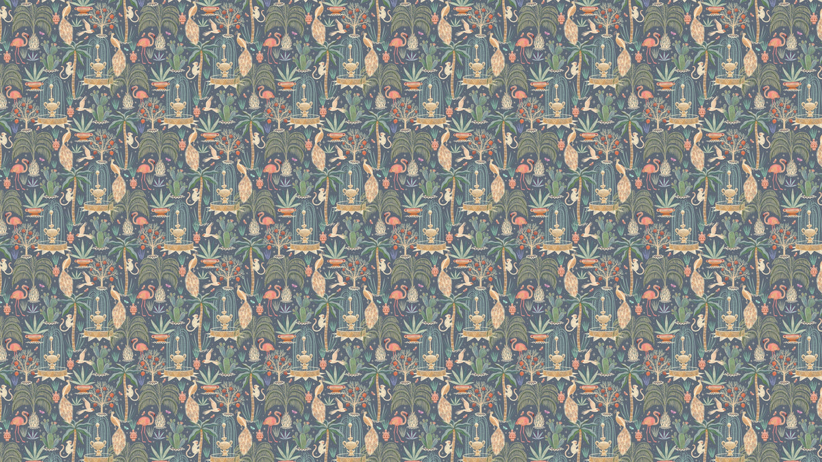 WALLPAPER DESERT GARDEN - BLUE/MULTI-COLOR