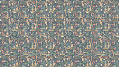 WALLPAPER DESERT GARDEN - BLUE/MULTI-COLOR