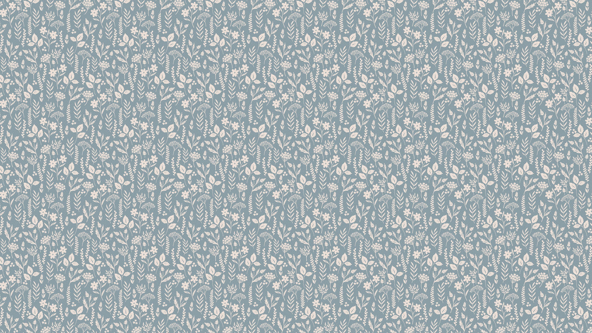 TAPETE BLUMENBETT TAUBE – BLAU