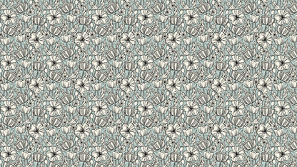 TAPETE POPPY SKIZZE TEAL – BLAU