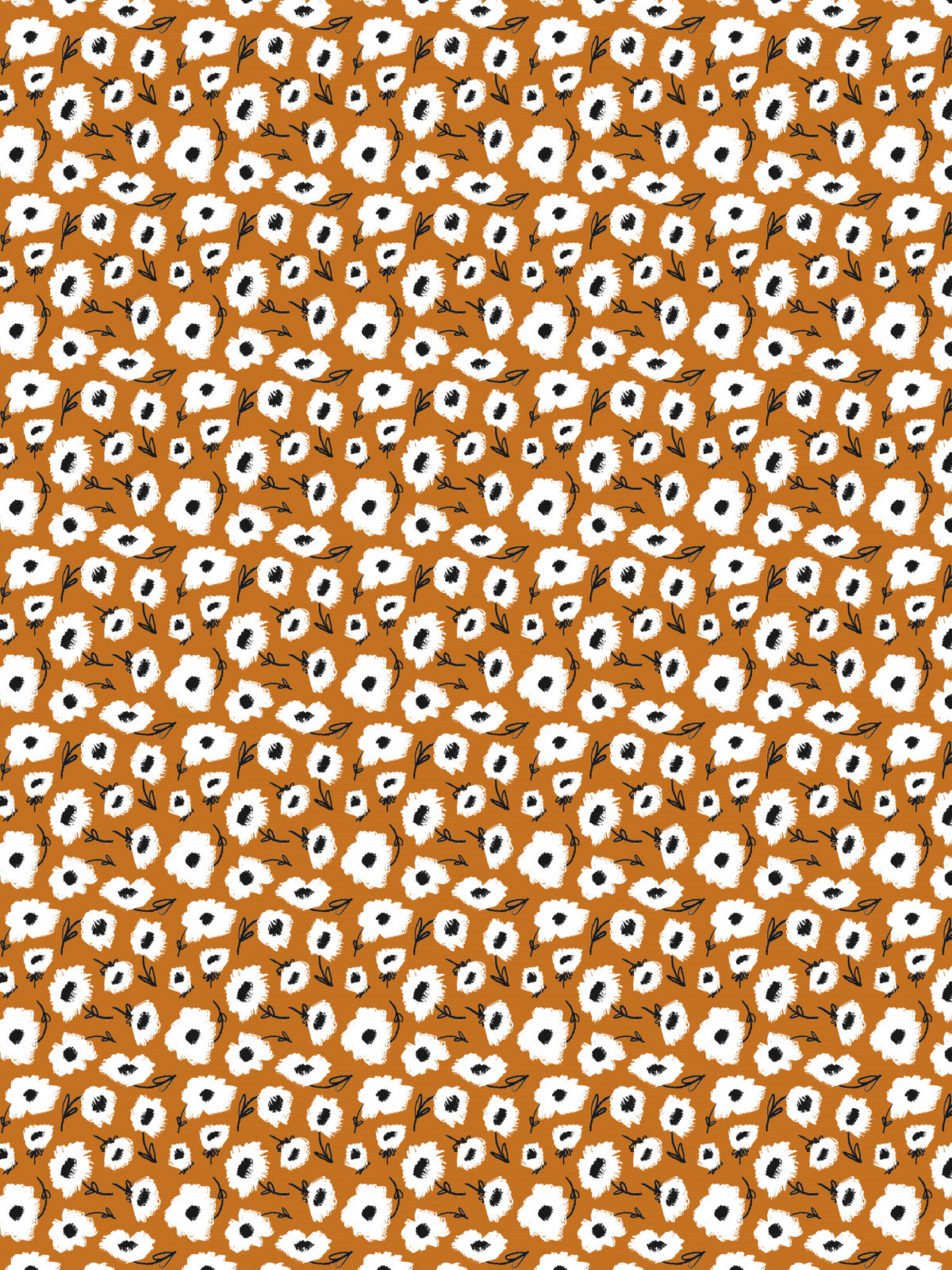 Cute Flowers on Ocher Background