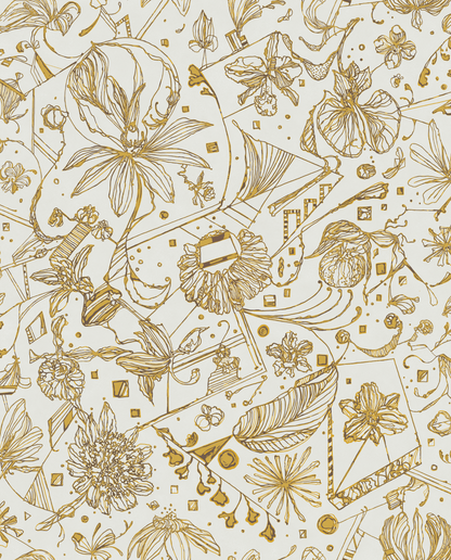 TAPETE MIT BLUMEN - OCKER