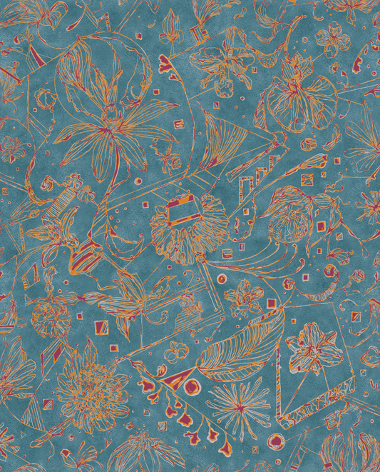 WALLPAPER FLORALIES - BLUE GRAPEFRUIT