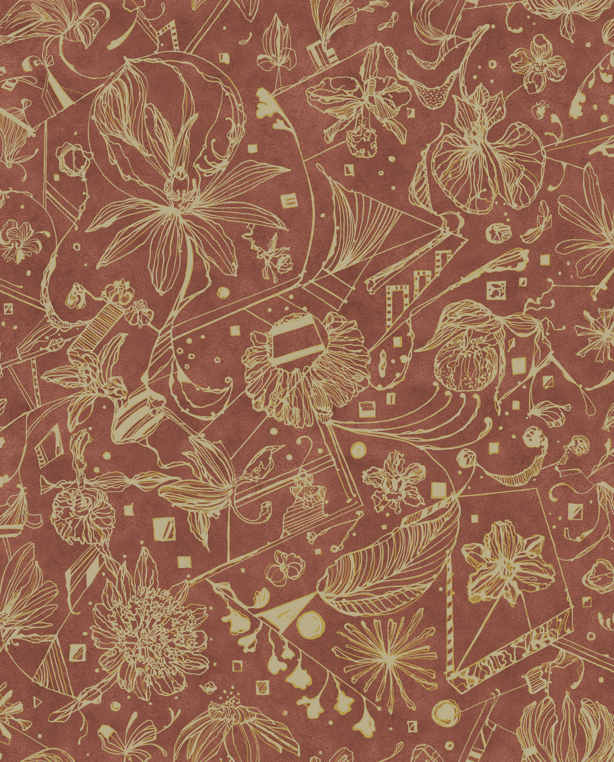 WALLPAPER FLORALIES - AMBER