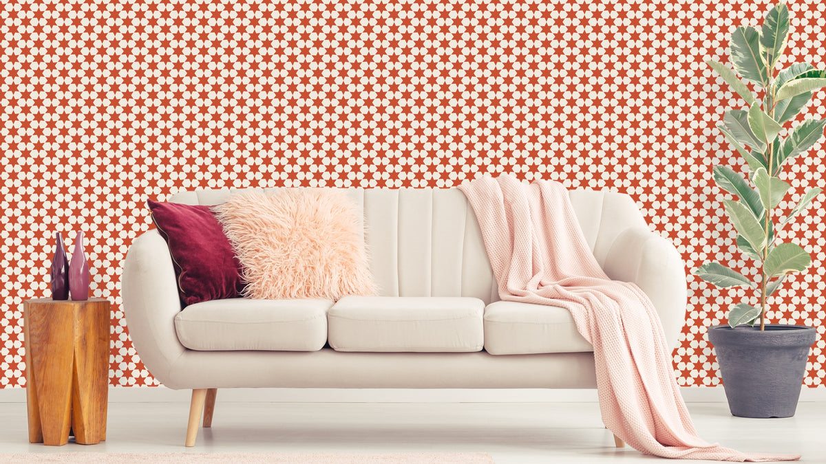 WALLPAPER ML;S STARS - WHITE/RED