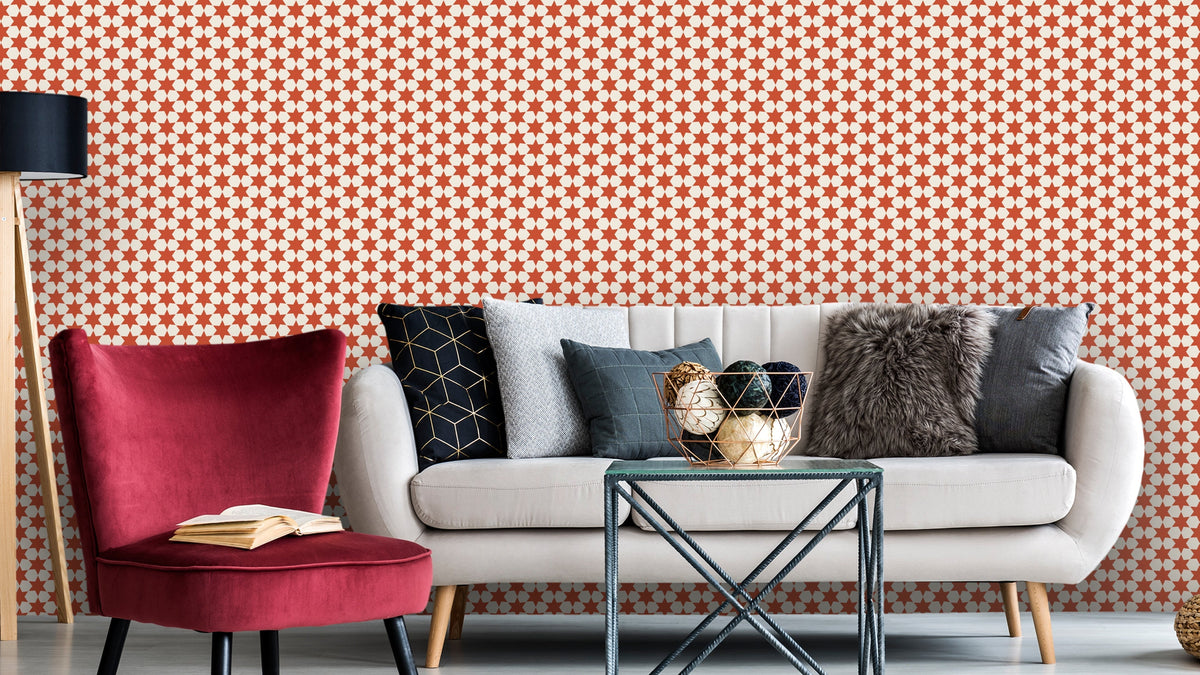 WALLPAPER ML;S STARS - WHITE/RED