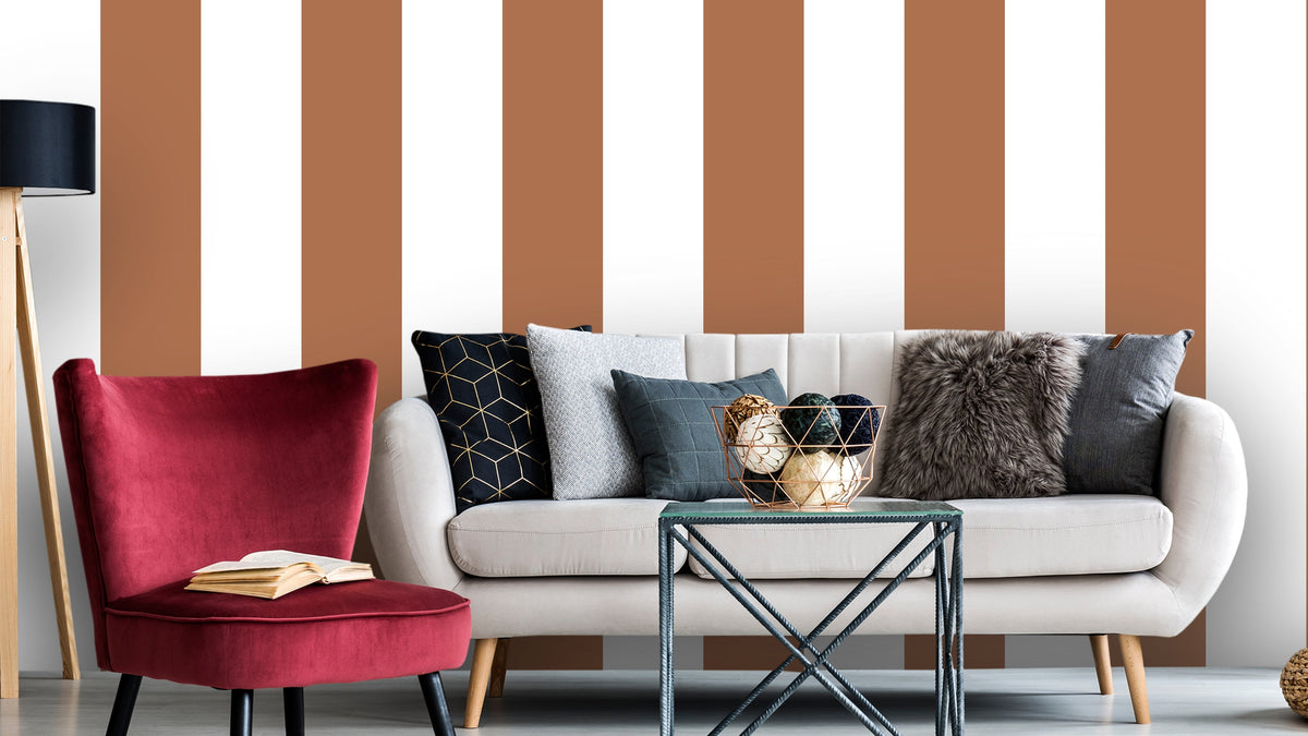 Big Stripes - White/Brick red