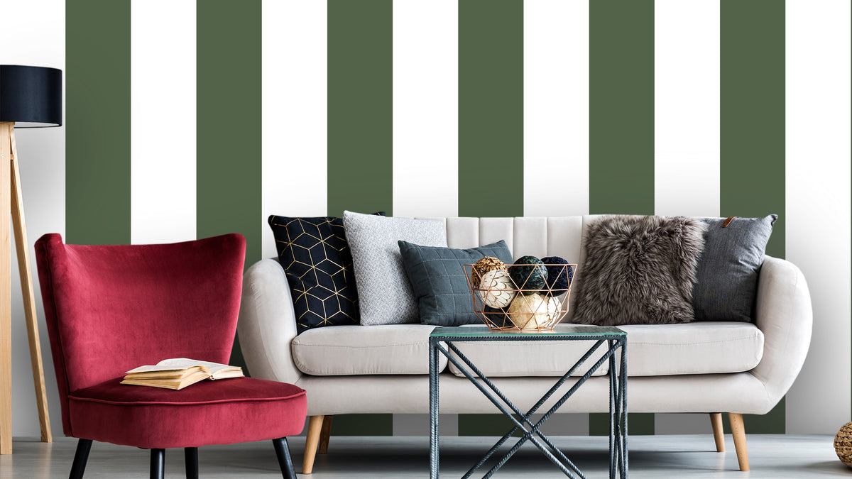 Big Stripes - White/Olive Green X-Large