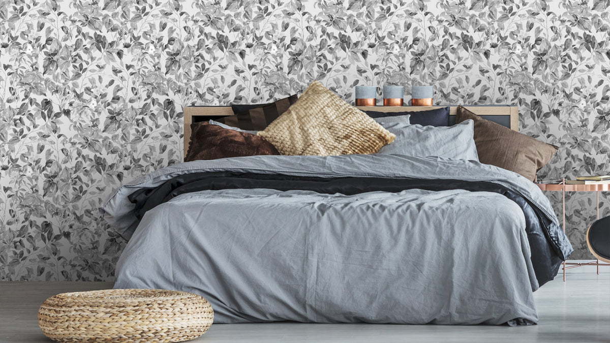 WALLPAPER MAGNOLIA - BLACK AND WHITE