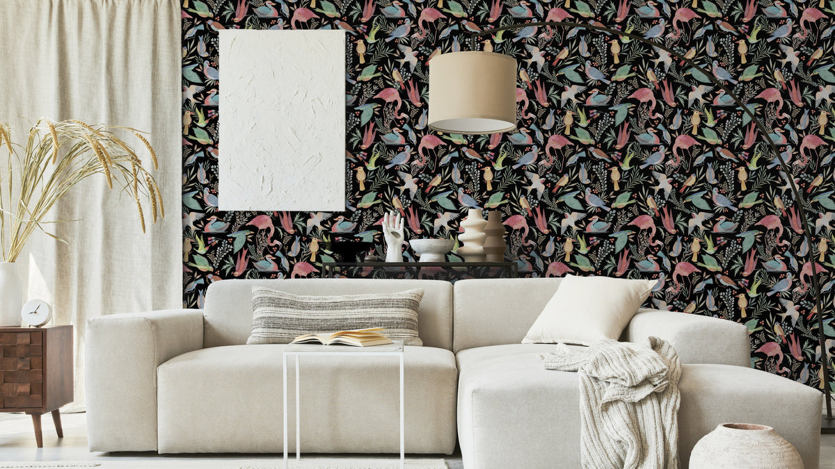 WALLPAPER BIRDWATCHER'S DREAM - BLACK/MULTI-COLOR