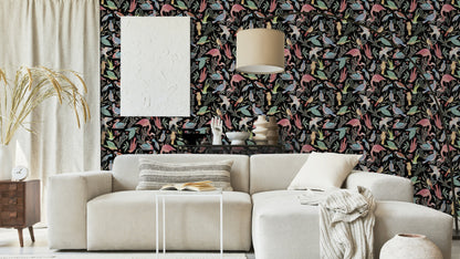 WALLPAPER BIRDWATCHER'S DREAM - BLACK/MULTI-COLOR