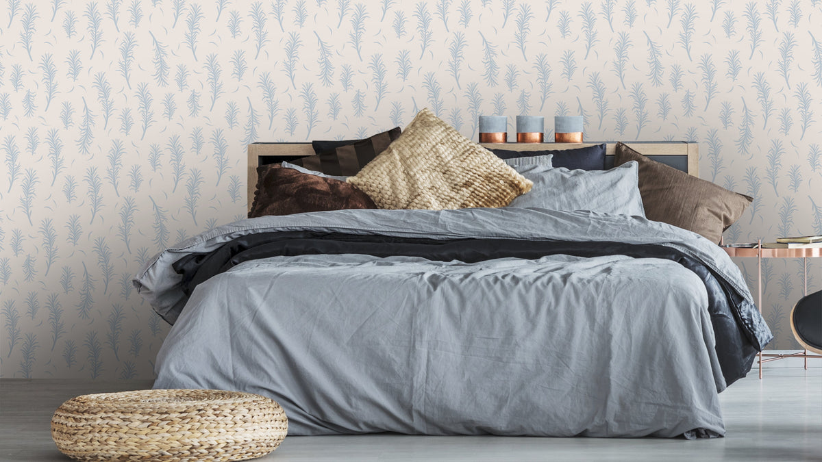 TAPETE KONIFERE HELL – WEISS/BLAU