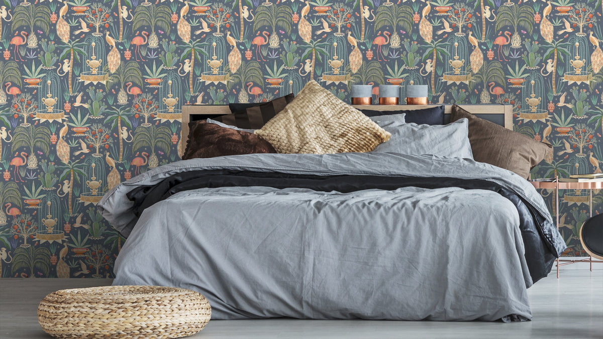 WALLPAPER DESERT GARDEN - BLUE/MULTI-COLOR