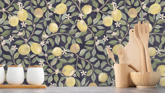 Luscious Lemons - Navy Stucco