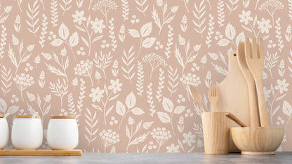 WALLPAPER FLOWERBED - TERRACOTTA RED