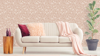 WALLPAPER FLOWERBED - TERRACOTTA RED