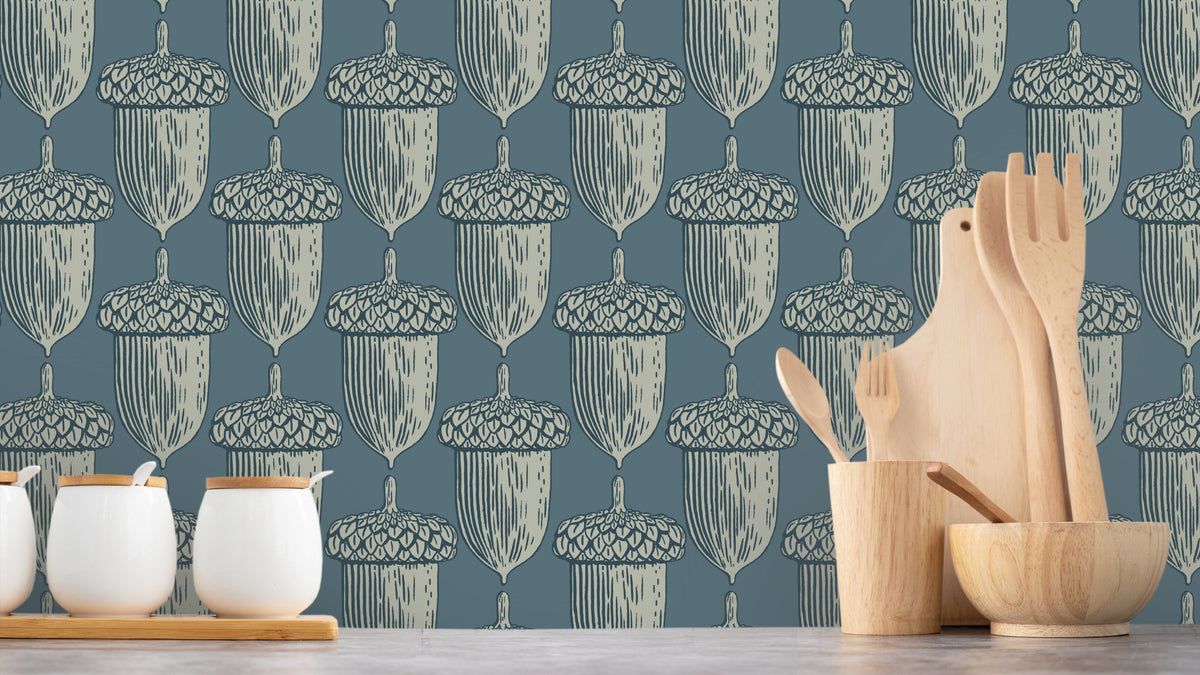 WALLPAPER ACORN MIDNIGHT - BLUE