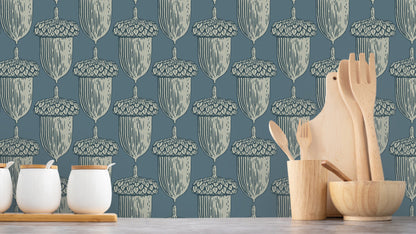 WALLPAPER ACORN MIDNIGHT - BLUE
