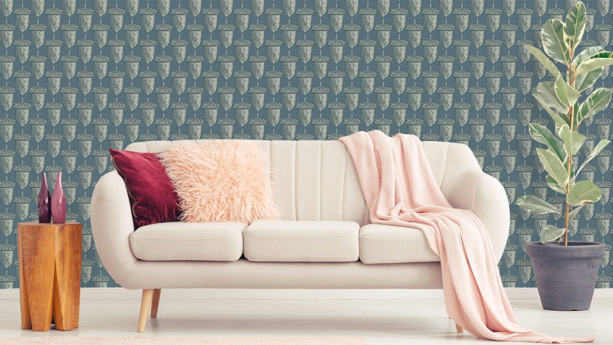 WALLPAPER ACORN MIDNIGHT - BLUE