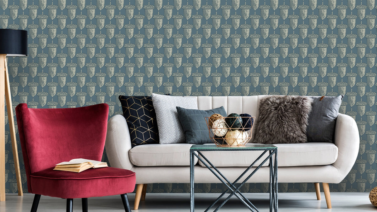 WALLPAPER ACORN MIDNIGHT - BLUE