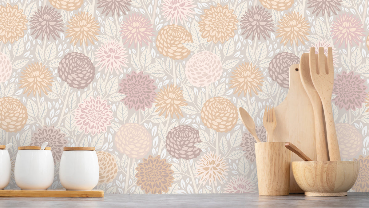 TAPETE DAHLIA DREAM – HELLES BEIGE