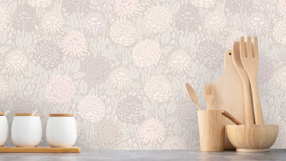 TAPETE DAHLIA DREAM – WARMES BEIGE/PASTELL