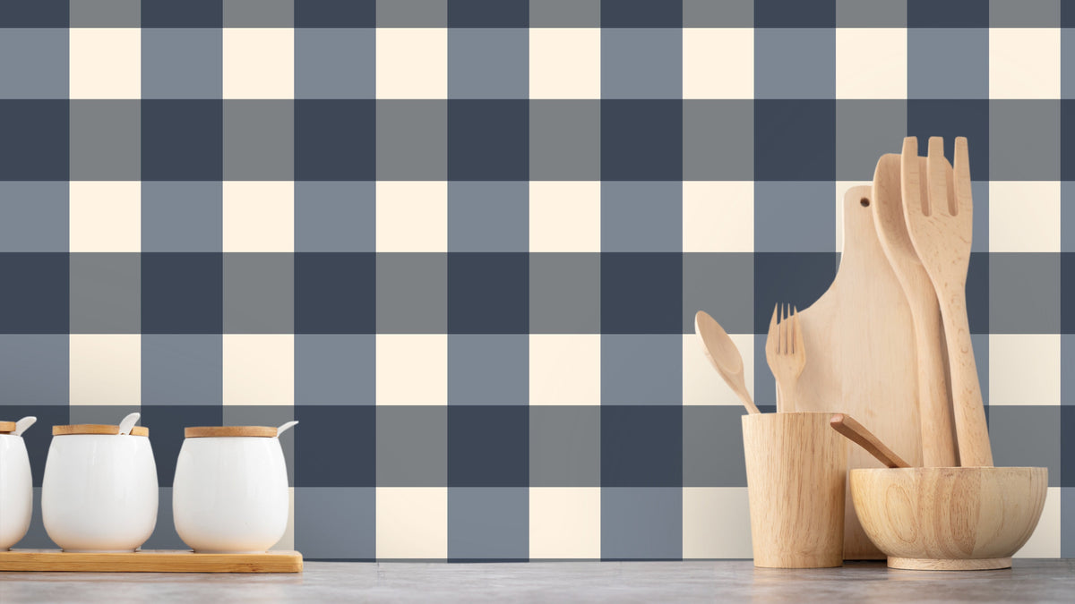 TAPET GINGHAM - PYJAMASBLÅ