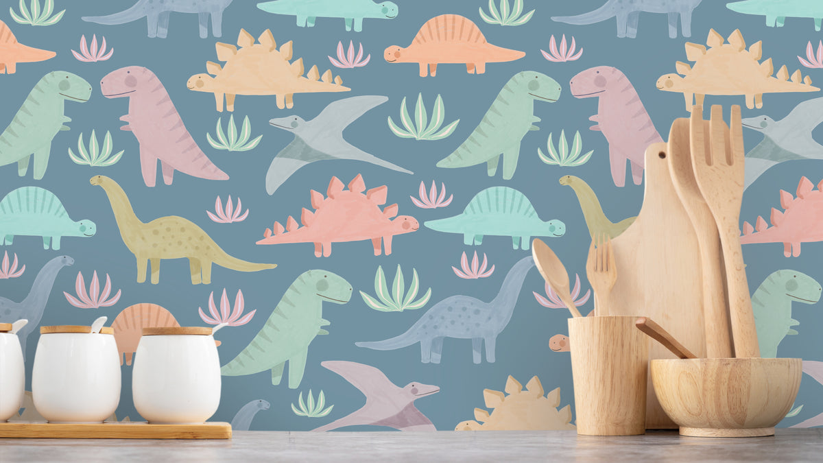 Pastell-Dinosaurier – Blau