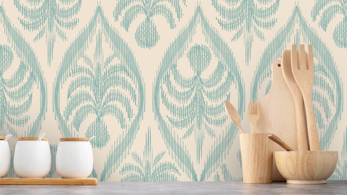 Ikat-Palme – Aqua