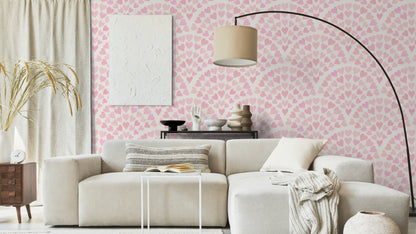 WALLPAPER SCALLOP HEARTS - PINK