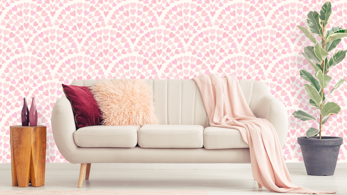 WALLPAPER SCALLOP HEARTS - PINK