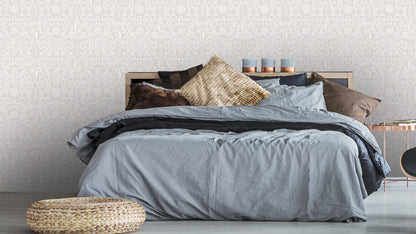 TAPETEN-DOODLE-DAMASK-ERDE - GRAU