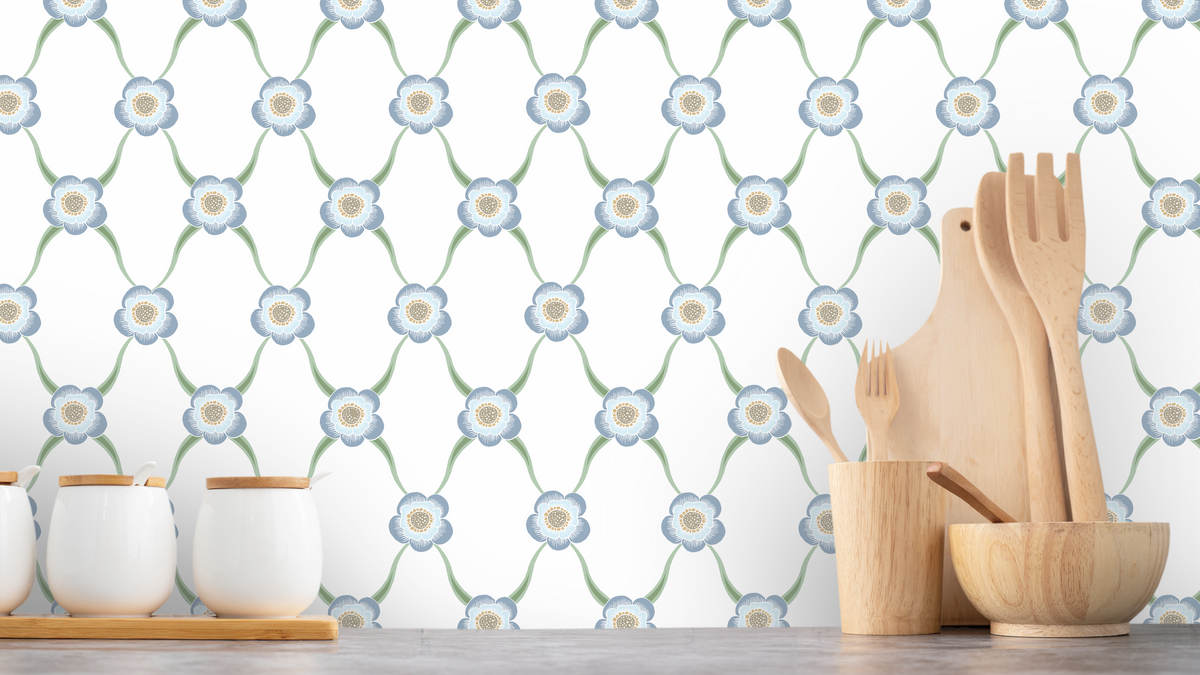 WALLPAPER ELIN SPRING - WHITE/BLUE