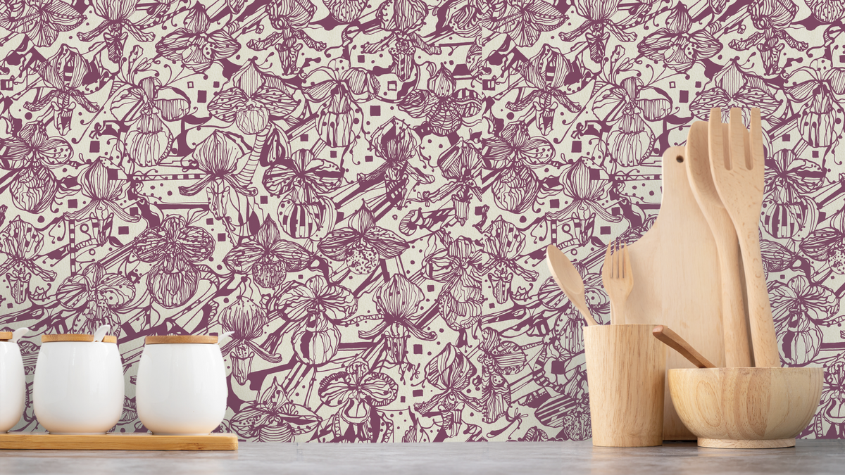 Orchideenblüten - Beige-Lila