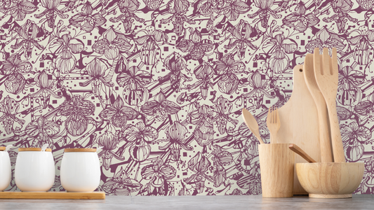 Orchideenblüten - Beige-Lila