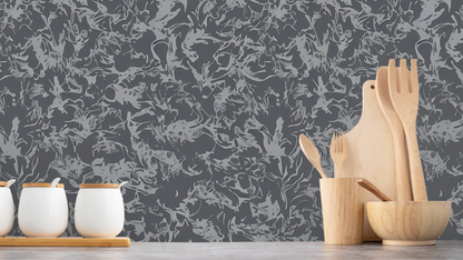 WALLPAPER MISTY SEAWEED - GRAY
