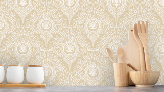 Peacock Plume Damask - Honey