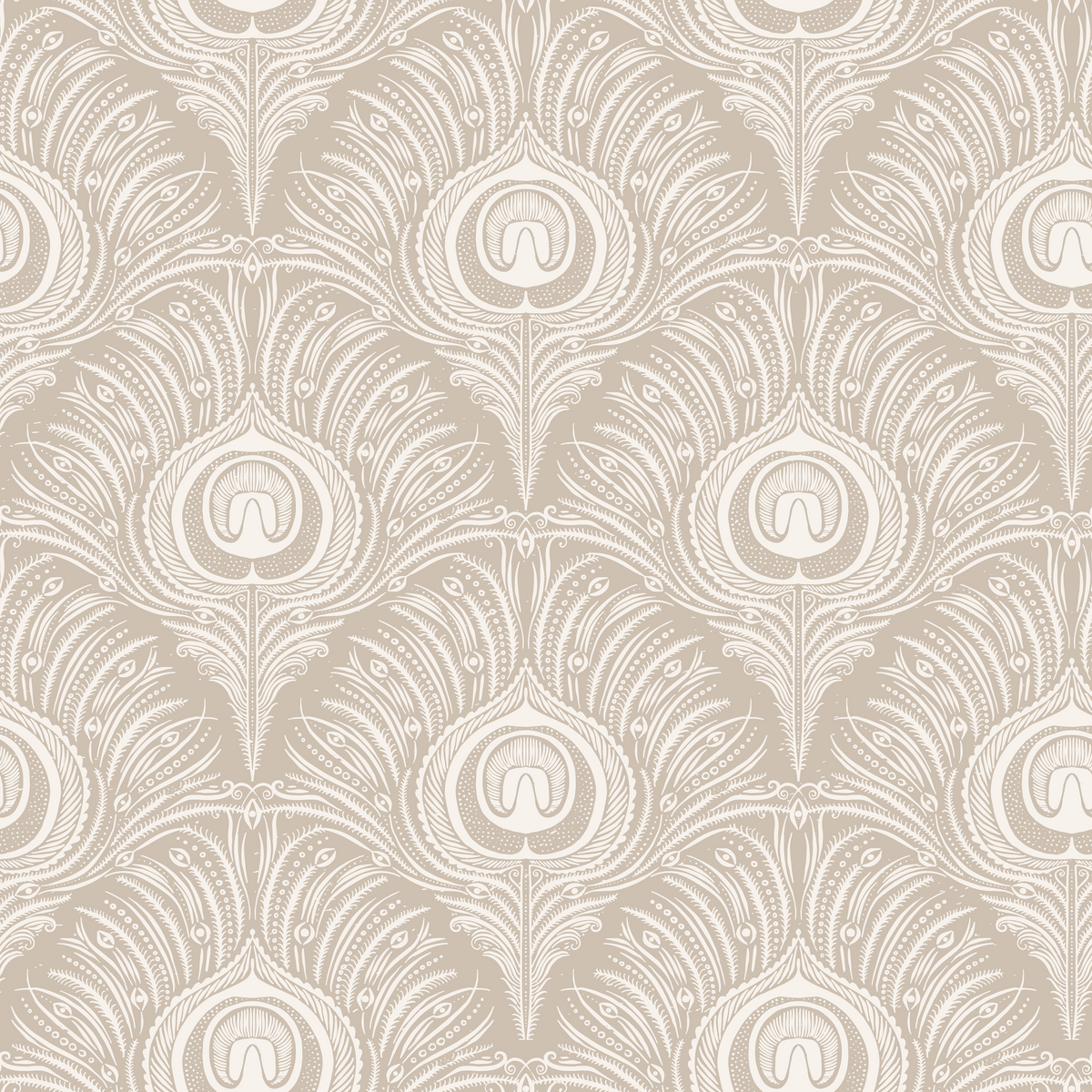 Peacock Plume Damask - Blush Beige