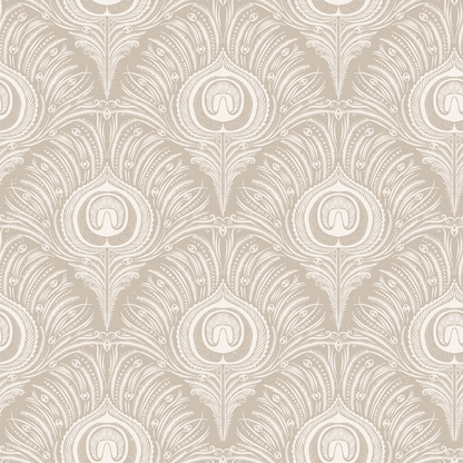 Peacock Plume Damask - Blush Beige