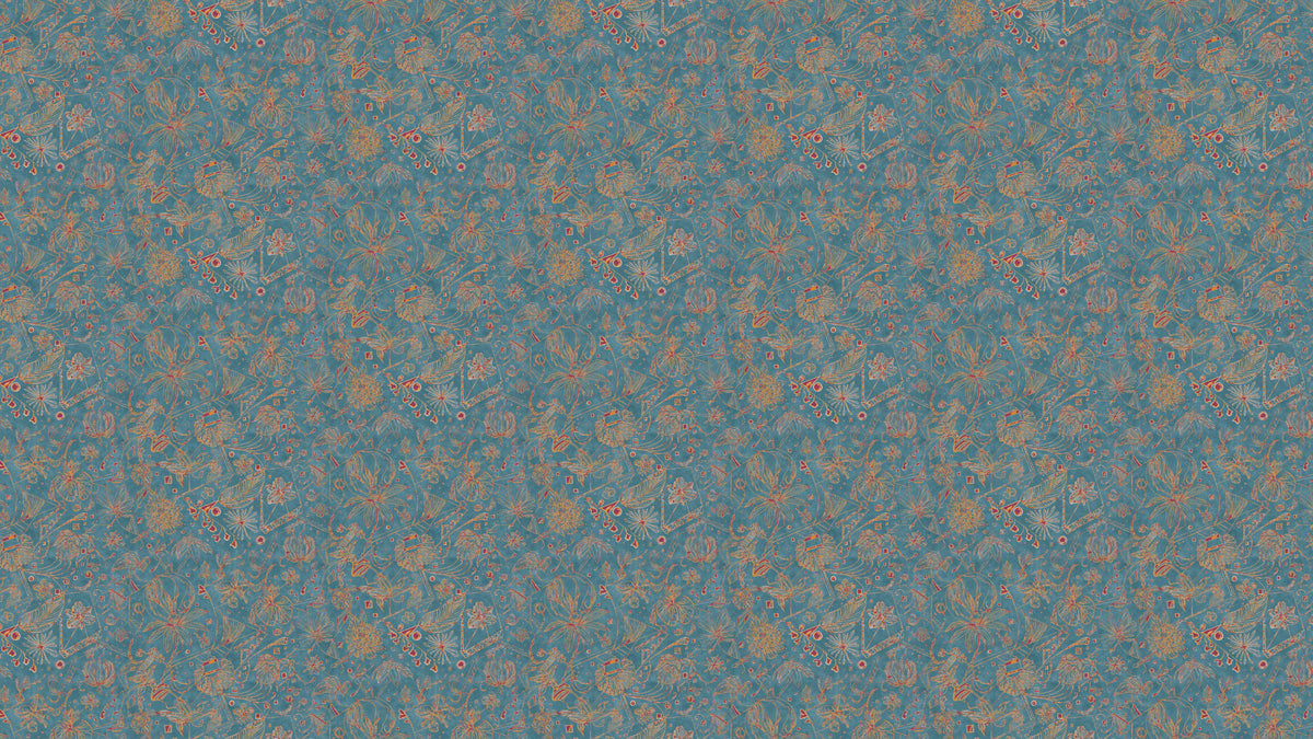 WALLPAPER FLORALIES - BLUE GRAPEFRUIT