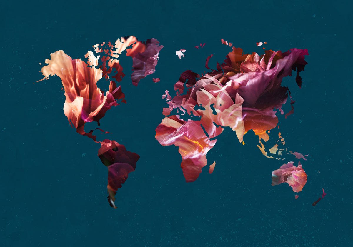World Map Flowers