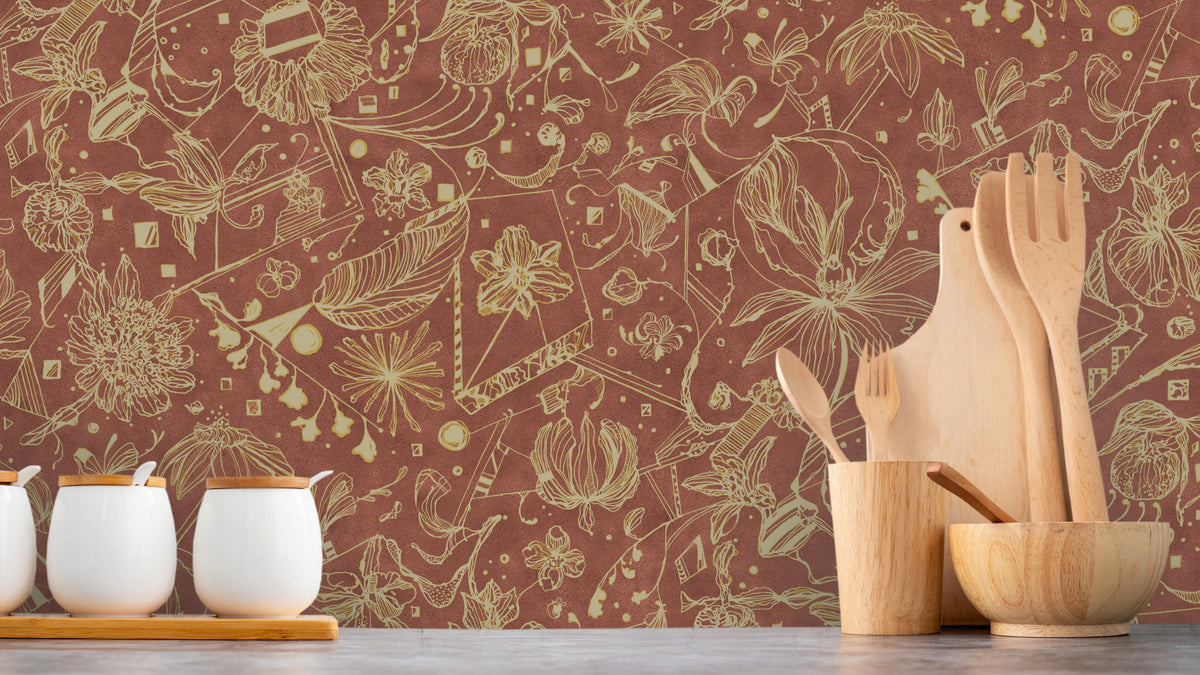 WALLPAPER FLORALIES - AMBER