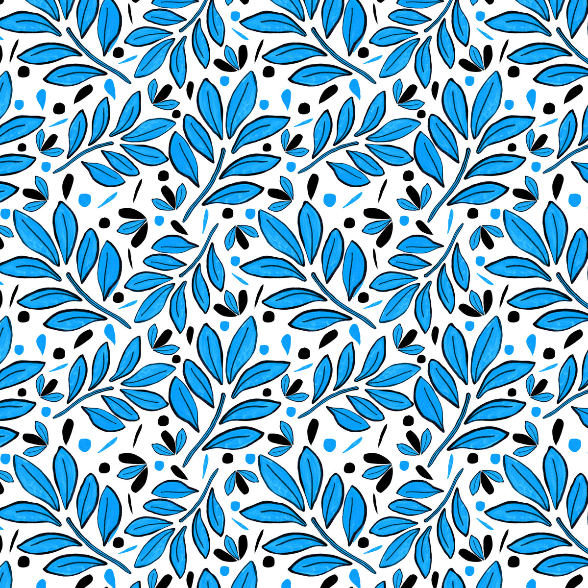Üppige Blätter blau schwarz