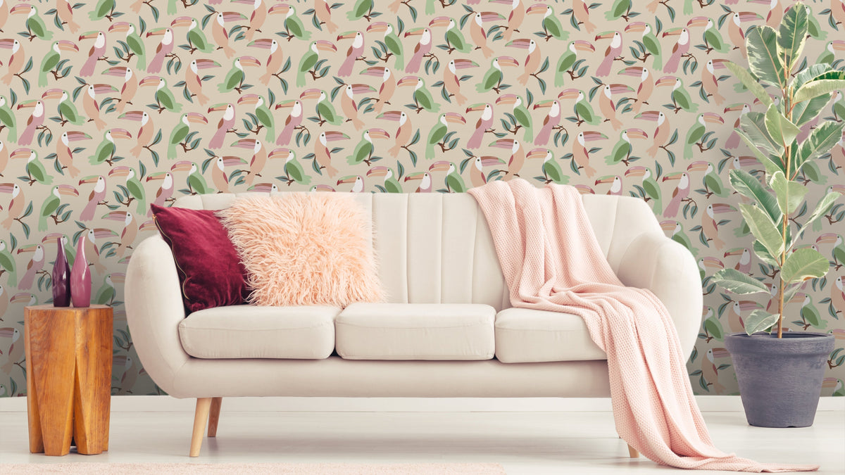 TAPET TOUCANS - BEIGE