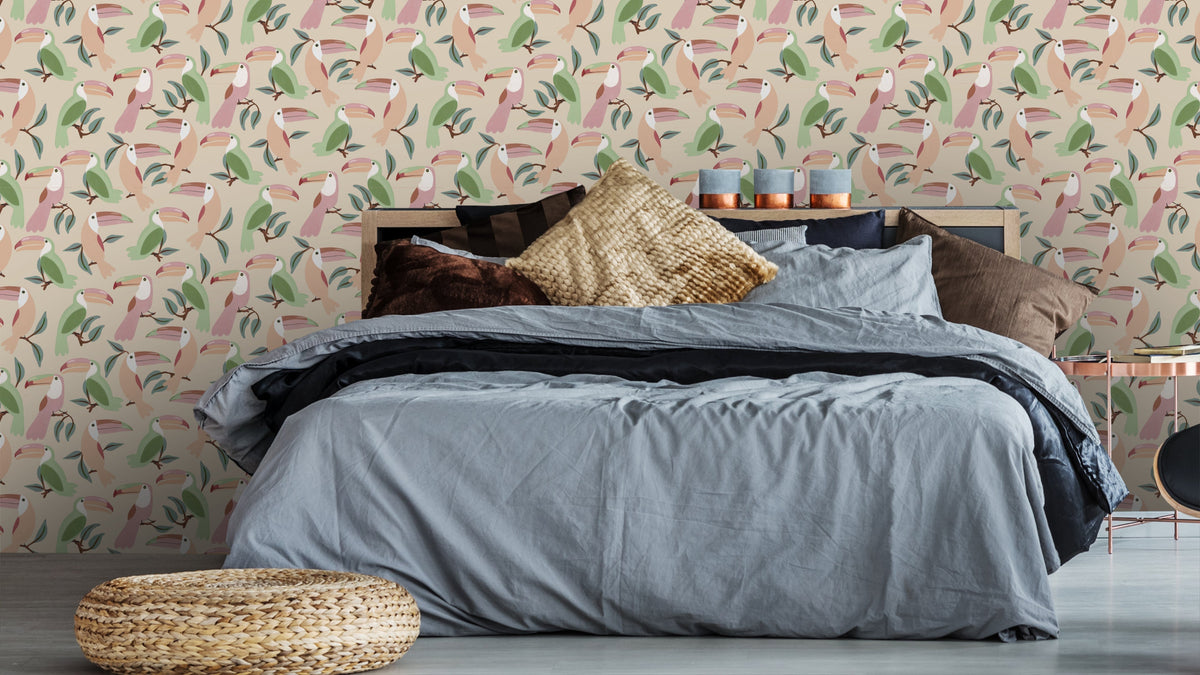 TAPET TOUCANS - BEIGE