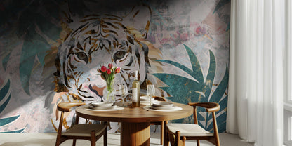 Tiger grunge tropical palm wall mural