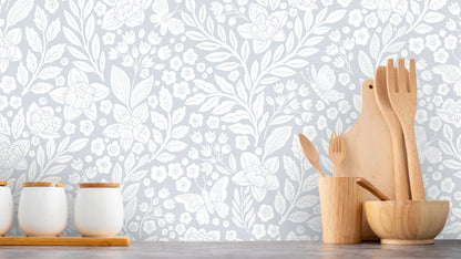 Butterfly Garden half drop - Cool Grey